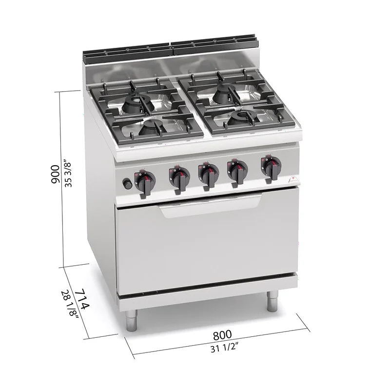 Cocina a gas 4 fuegos y horno