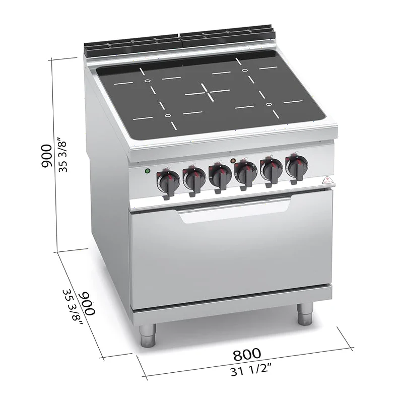 Cocina vitrocerámica 4 fuegos y horno