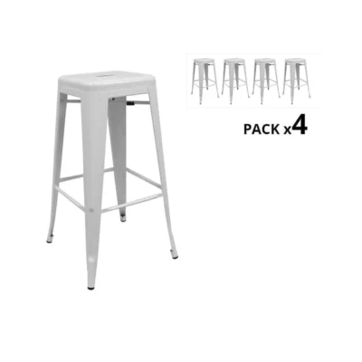 Pack 4 taburetes industriales MEYER color blanco