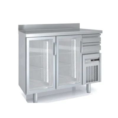 Frente mostrador puertas de cristal snack refrigeración cajones