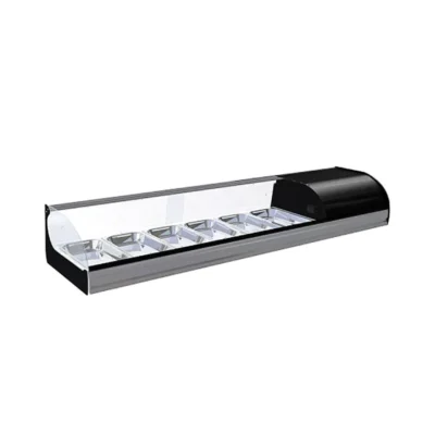 Vitrina refrigerada cristal curvo abatible 1487mm 6 bandejas