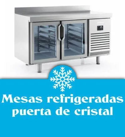 Mesas refrigeradas puerta de cristal