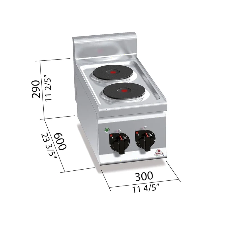 Cocina eléctrica de 2 fuegos fondo 600 E6P