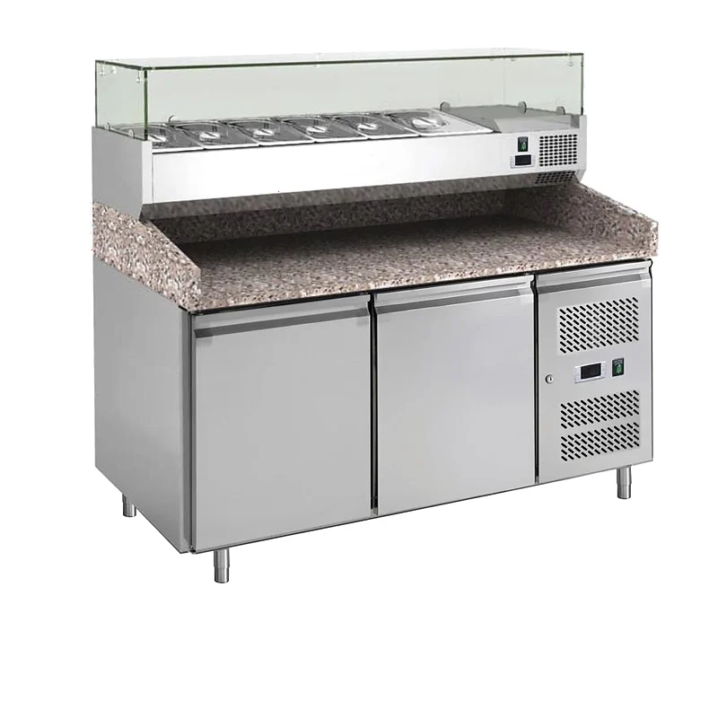 Mesa refrigerada pizza 1510x800 con vitrina ingredientes