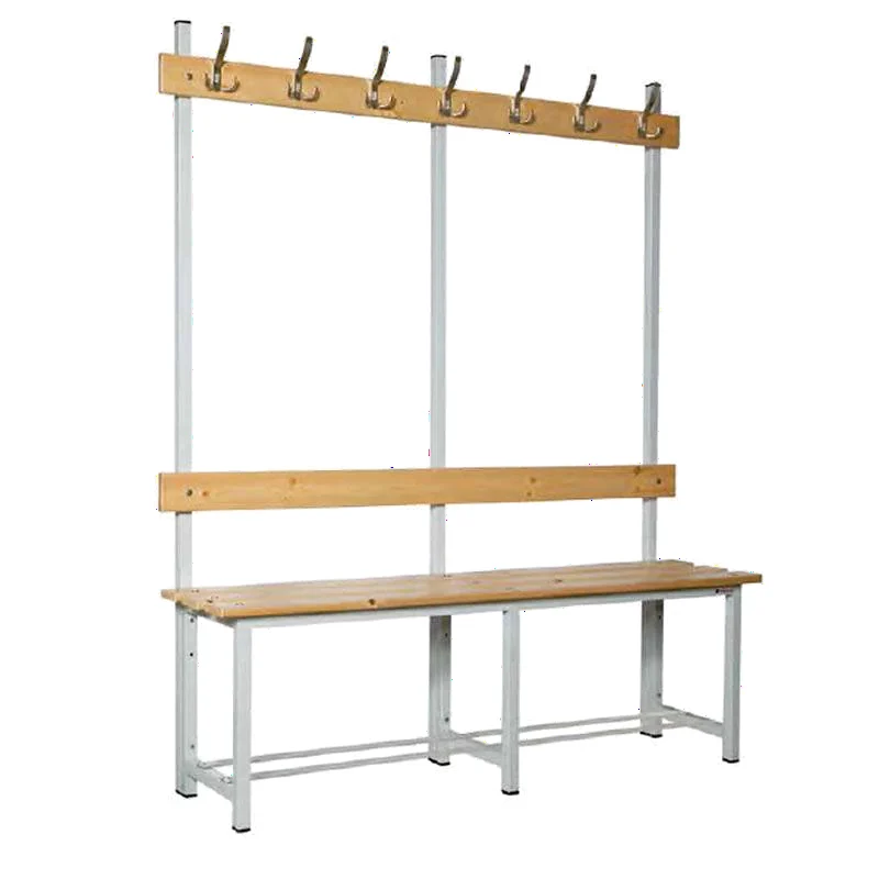 Banco de vestuario en madera y acero con perchas 1500 mm