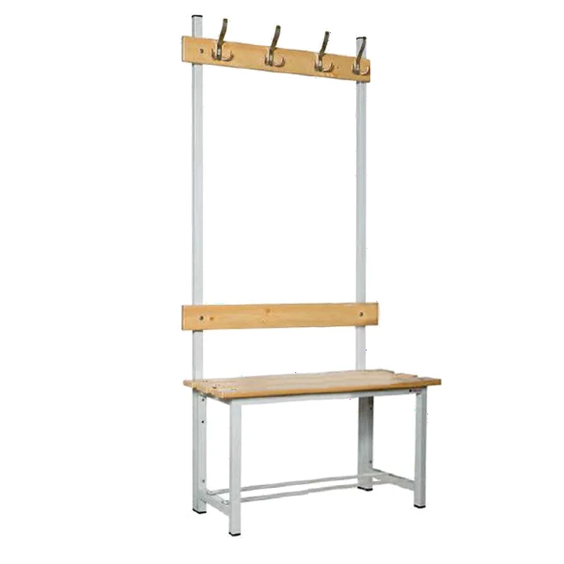 Banco de vestuario en madera y acero con perchas 1000 mm