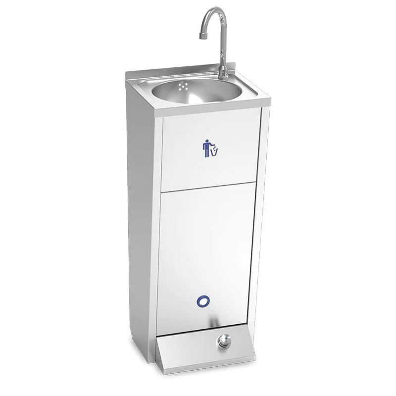 Lavamanos compacto registrable con pedestal y un pulsador agua fría y caliente
