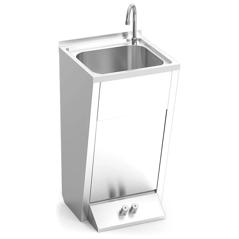 Lavamanos registrable con pedestal y doble pulsador agua fría y caliente