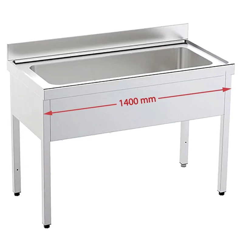 Fregadero gran capacidad con bastidor 1 cuba 1400x700 mm