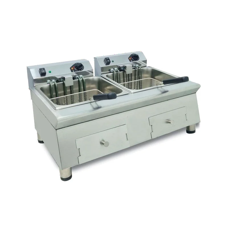 Freidora eléctrica dos cubas 12+12 litros 750x523x392 mm