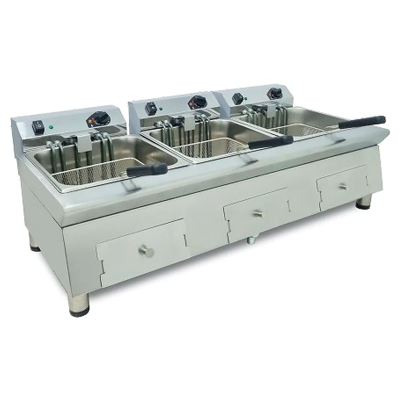 Freidora eléctrica tres cubas 12+12+12 litros 1115x523x392 mm