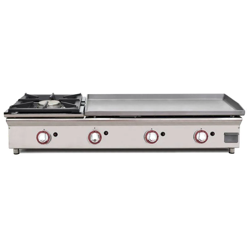 Plancha a gas acero rectificado y fogón de 1206x450x233 mm