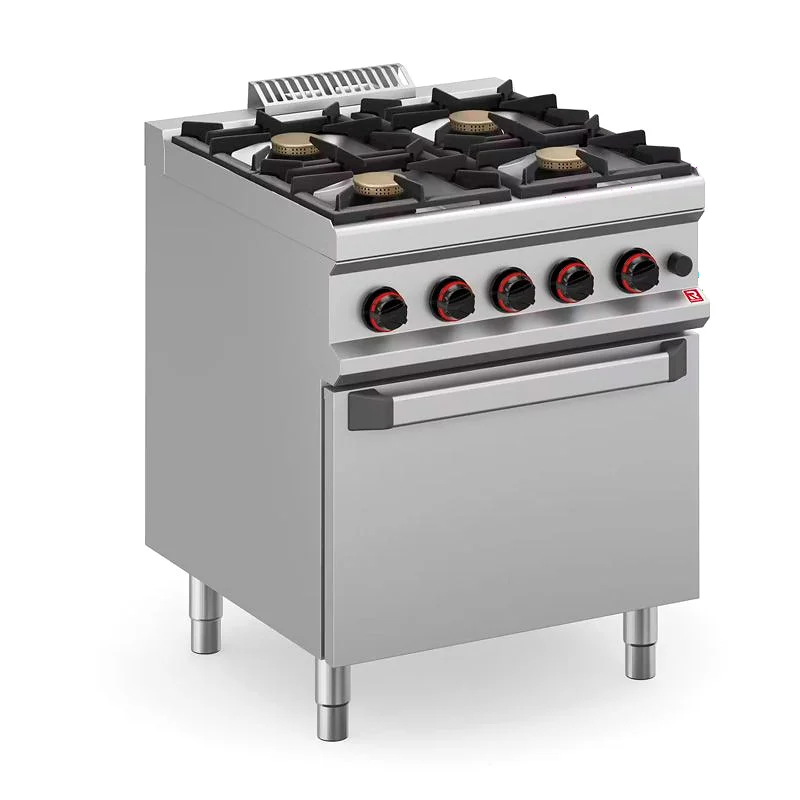 Cocina a gas modular sobremesa de 4 fuegos con horno