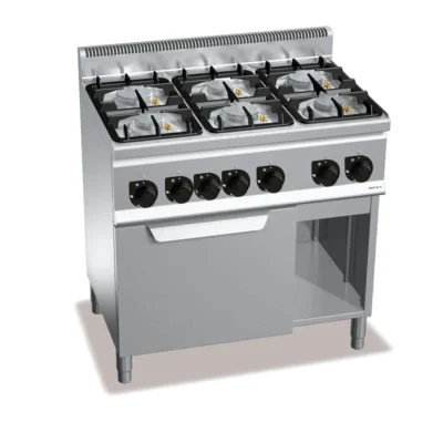 Cocina a gas 6 quemadores con horno 1/1 900 x 600 mm