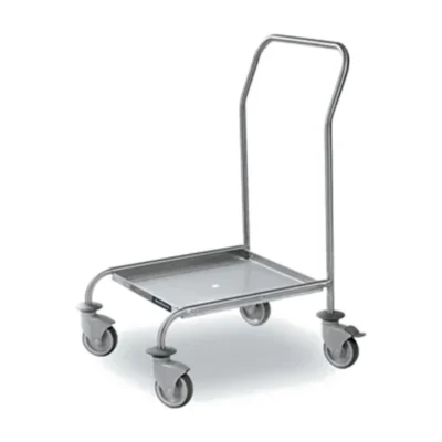 Carro para cestas con asa de acero inoxidable