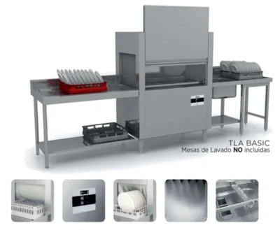 Túnel de lavado cesta 50x50 cm LAVADO + ACLARADO 120/160 cestas/hora VERONA TLA PLUS (31-11.1)