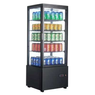 Expositor Refrigerado 4 Caras 98 litros Negro de 447x400x1199h mm
