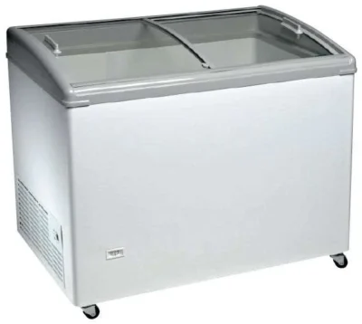 Congelador Horizontal Puerta Vidrio Curvo Corredera de 1283 x670 x900h