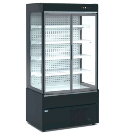 Mural Refrigerado Expositor con Puertas de Cristal 4 Estantes de 1020 x700 x1990h mm color NEGRO
