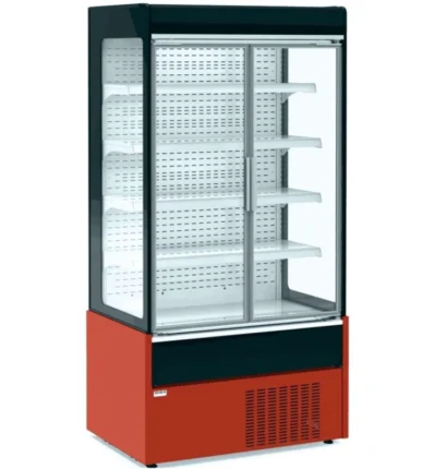 Mural Refrigerado Expositor con Puertas de Cristal 4 Estantes de 1530 x700 x1990h mm color ROJO