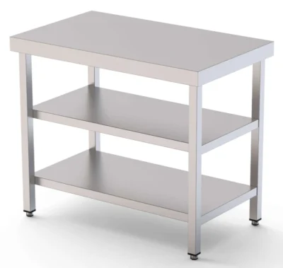 Mesa de Trabajo Acero inoxidable Central Con 2 Estante 1600x500x850h mm WTC150160S2
