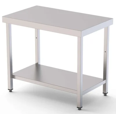 Mesa de Trabajo Acero inoxidable Central Con 1 Estante 1500x600x850h mm WTC160150S1