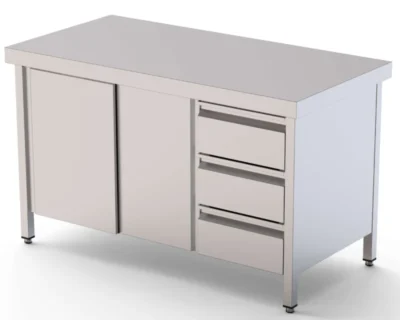 Mesa central con cajones a la derecha de 1600x600x850 mm