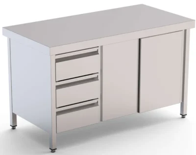 Mesa central con cajones a la izquierda de 2200x700x850 mm