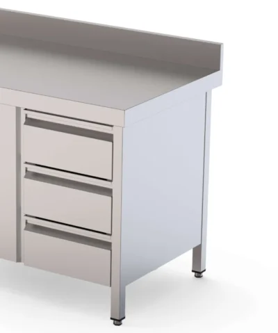 Módulo de 3 Cajones Acero Inoxidable Para Mesa Fondo 600 400x510x590h mm WTA060040D3