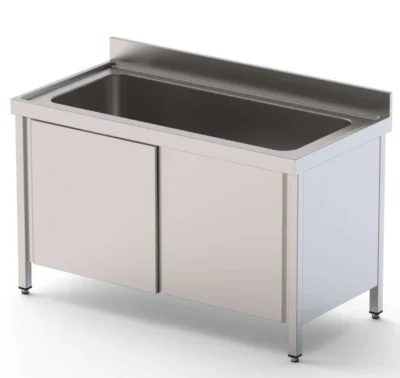 Fregadero Gran Capacidad Acero Inoxidable 1 Cuba Fondo 700 Con Mueble Con Puertas