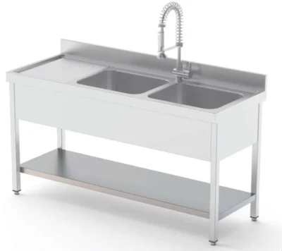 Estante Acero Inoxidable Para Fregadero Fondo 600 Longitud de Mesa 1600 mm ISA601600AS