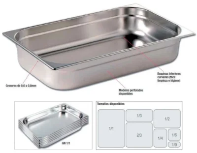 Cubetas Gastronorm Acero Inoxidable de GN1/6-100 PEKIN GNCH34-0,200 kG