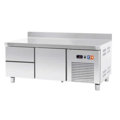 Mesa Baja Refrigerada con 2 cajones GN1/1-100 + 1 Cajón GN1/1-300 Fondo 700 de 1342 x700 x600h mm