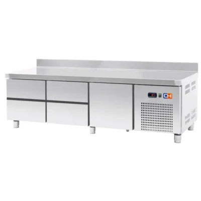 Mesa Baja refrigerada con 4 cajones GN1/1-100 + 1 Cajón GN1/1-300 Fondo 700 de 1792 x700 x600h mm