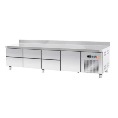Mesa Baja Refrigerada con 6 cajones GN1/1-100 + 1 Cajón GN1/1-300 Fondo 700 de 2242 x700 x600h mm