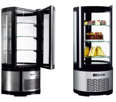 Vitrina refrigerada Redonda 105 Litros con 3 estantes de vidrio 480X480X1030h mm
