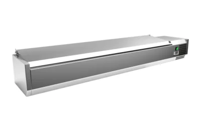 Vitrina 8 cubetas GN1/4 con TAPA de 1800 x335 x270h mm