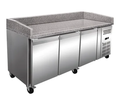 Mesa refrigerada para pizzas con encimera de granito de 2025 mm de ancho y 800 mm de fondo