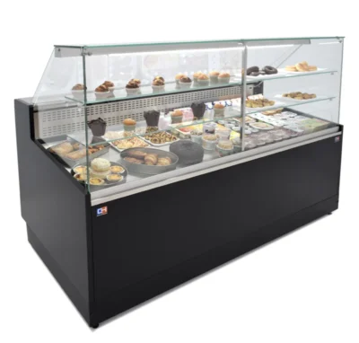 Vitrina Refrigerada Pastelería de 1,5 metros Fondo 973 mm Frío Estático - Exposición Inoxidable - 2 Estantes Línea CORDOBA VRE-150-P