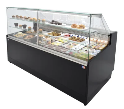 Vitrina Refrigerada Pastelería de 2 metros Fondo 973 mm Frío Estático - Exposición Inoxidable - 2 Estantes Línea CORDOBA VRE-200-P
