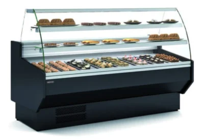 Vitrina Refrigerada Cristal Curvo pastelería Fondo 900 dim.2525x940x1235h mm Línea Córdoba VEPD-9-25-C