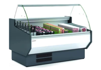 Vitrina Refrigerada Cristal Curvo Fondo 1100 dim. 2995x1100x1235h mm Línea Córdoba VED-10-30-C-TF