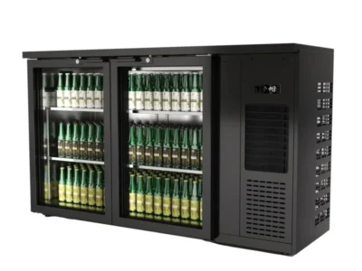 Expositor Botellero Refrigerado 2 puertas capacidad 350 botellas 1435x528x850h mm Línea CORDOBA CMRV-2