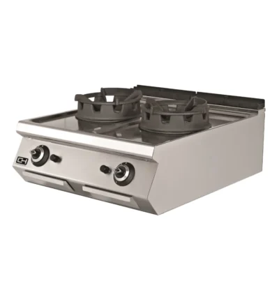 Cocina Wok a Gas Sobremesa 2 fuegos 2 x 18 kW 800x730x300h mm EMPPLS7WK020 Línea 700 Estambul