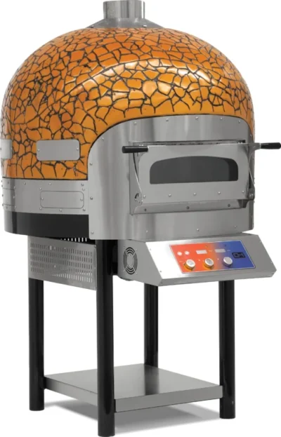 Horno de Pizza Eléctrico con Base de Piedra rotativa 6 pizzas de 300 mm
