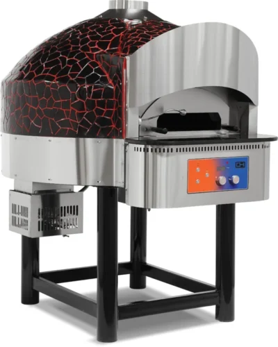 Horno de Pizza a Gas con Base de Piedra rotativa 6 pizzas de 300 mm