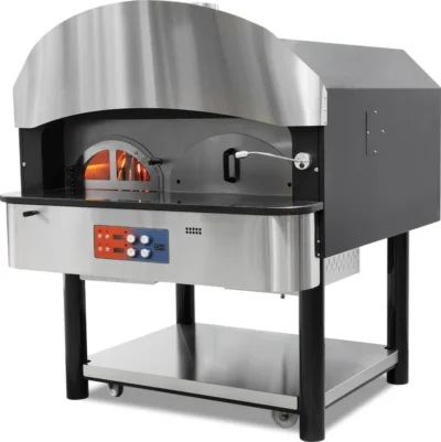 Horno de Pizza a Gas y Leña con Base de Piedra rotativa 6 pizzas de Diámetro 300 mm