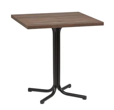 Mesa Interior Armazón Plastificado Negro con Tablero de Melamina Nogal 70x70 cm MERIDA NOG