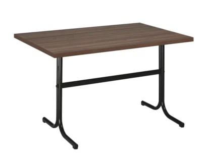 Mesa Interior Armazón Plastificado Negro con Tablero de Melamina Nogal 110x70 cm PLASENCIA NOG