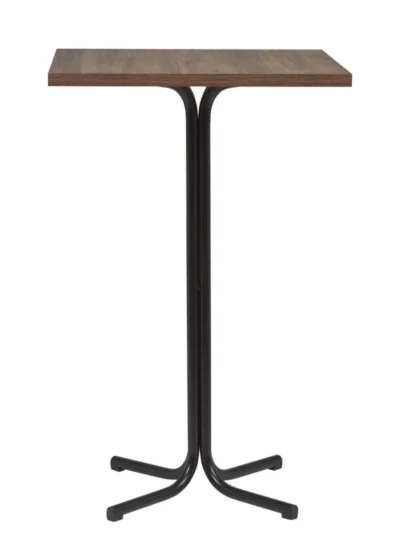 Mesa Alta Interior Armazón Plastificado Negro con Tablero de Melamina Nogal 60x60 cm TRUJILLO NOG